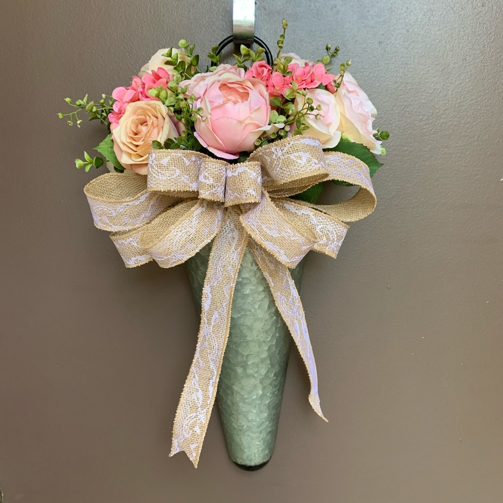 Wall Container/Pocket/Bucket with flowers
